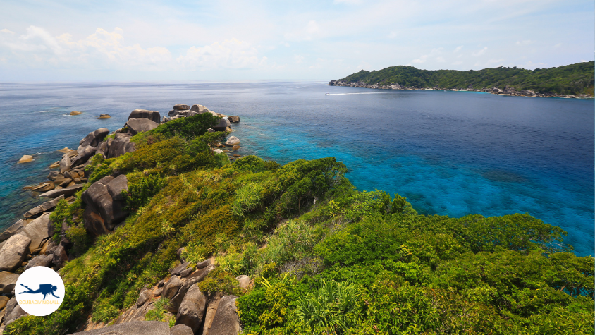 Aerial view of the Similan Islands, a popular destination for scuba diving in the Andaman Sea