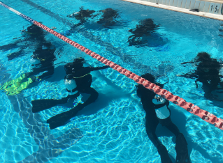 Scuba diver in a scuba diving certification course